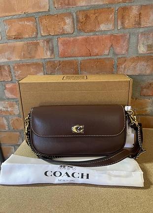 Сумка для жінок coach brook flap chain bag коричнева