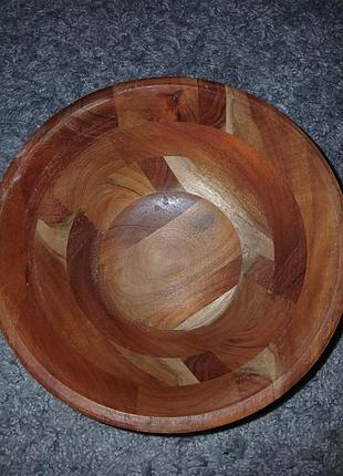 Миска деревянная большая индейка добротная 11×23.5×11см