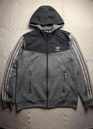 Кофта чоловіча adidas originals зіп-худі сіра
