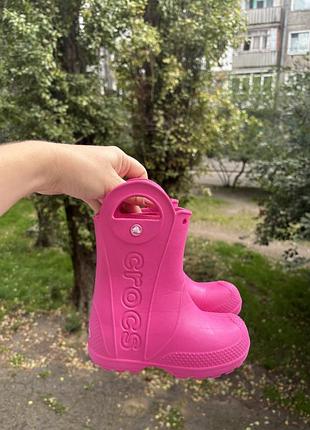 Гумові чоботи для дітей crocs handle it rain boot рожеві