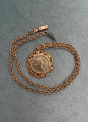 Вінтажний позолочений кулон «the golden sixpence» (англія, 1980 р. з монетою 1960 р.)