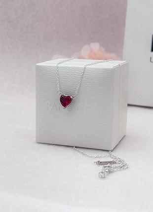 🔥серебряное ожерелье pandora красное сердце 6