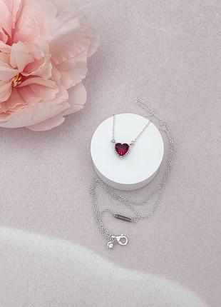 🔥серебряное ожерелье pandora красное сердце 7