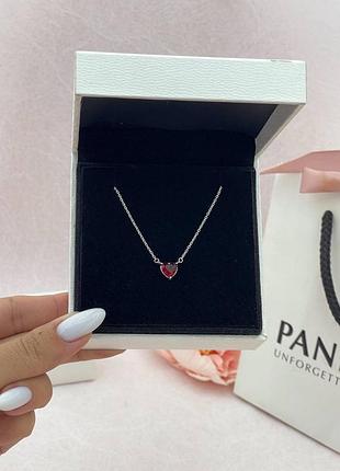 🔥серебряное ожерелье pandora красное сердце 2