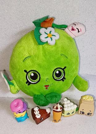 Игровой набор shopkins: мягкая игрушка сумочка пани яблочко + 5 минифигурок