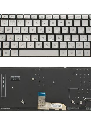 Клавіатура для ноутбука asus (ux333 series) rus, silver, без фрейма, підсвічування клавіш