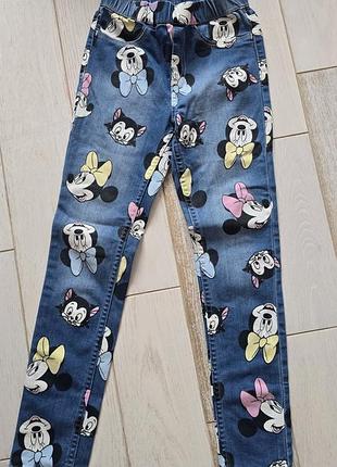 Джинси для дівчаток, сині, з малюнками disney