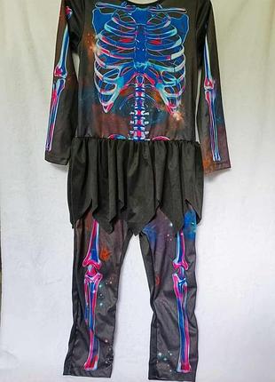 Карнавальный костюм скелета для девочки amscan neon skeleton girl (8–10 лет, рост 134)