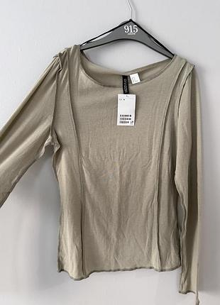 Жіночий лонгслів h&m сіро-бежевий розмір m