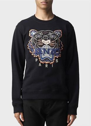 Світшот чоловічий kenzo з вишитим тигром, чорний
