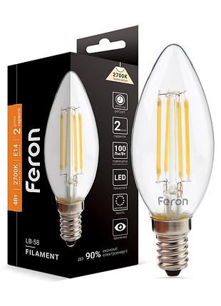 Светодиодная лампа feron filament lb-58 4вт e14 2700k