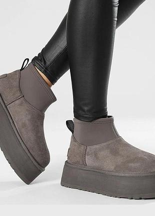 Чоботи жіночі ugg classic mini dipper thundercloud сірі