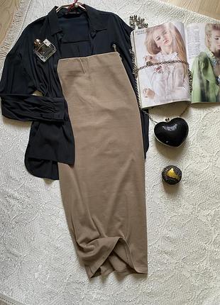 Лаконічна трикотажна спідниця міді з еластичним поясом, zara, розмір s