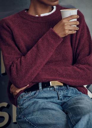 Бордовий светр з вовною та альпакою zara