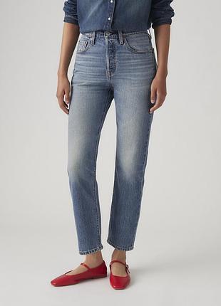 Жіночі укорочені джинси levi’s 501 original cropped 362000345 — класичні сині, прямий крій, висока посадка. оригінал.