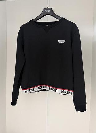 Світшот жіночий moschino чорний з логотипом, розмір m/l