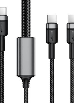Дата кабель acefast c22-02 2in1 type-c to type-c/type-c 100w (1.2m) black