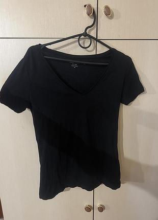 Футболка трикотажна бавовняна тонка по фігурі скімс з вирізом cotton stretch dunnes stores fitted m