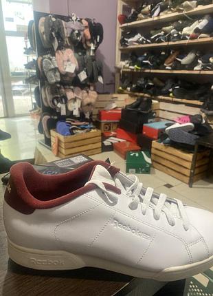 Кеди жіночі reebok шкіряні білі з бордовим