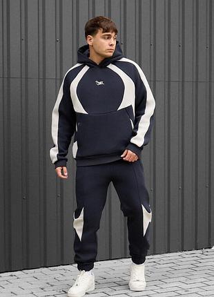 Теплий спортивний костюм staff mil navy & light gray