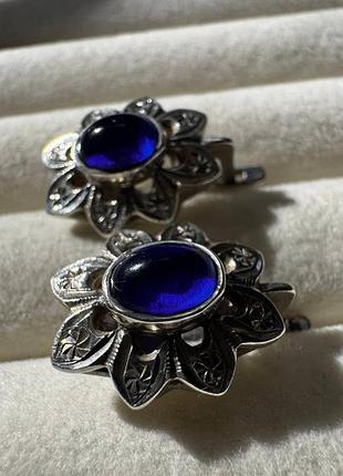 Винтажные серьги из стерлингового серебра 916 пробы с цветным кристаллом ссср женские украшение ссср