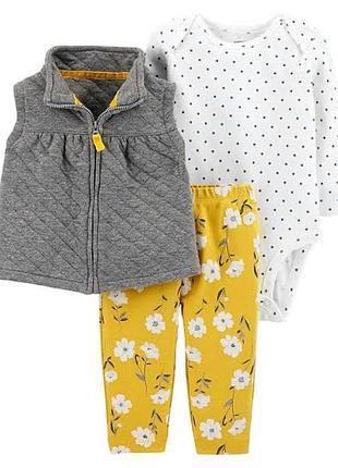 Дитячий комплект із 3 предметів для дівчинки від бренду carter's
