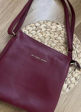 Сумка для жінок michael kors бордова, середня, шкіряна