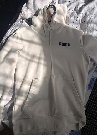 Худі жіноче puma біле з капюшоном
