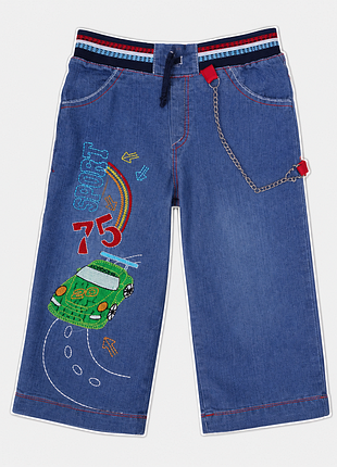 🚙 джинсы для мальчика на 1 год

👖 стильные детские джинсы синего цвета с яркой вышивкой и оригинальным принтом машинки 🏎️