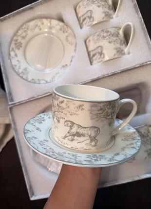Чашка блюдце dior подарунковий набір чайний набір діор посуд