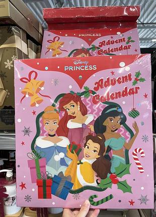 Адвент календар від disney princess 👸🏼всередині 24 комірки з подарунками, косметика для догляду за тілом та аксесуари для волосся 🎀🌸