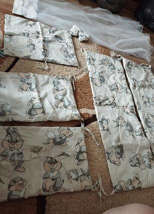 Комплект бортиков на детскую кроватку с накидкой бу