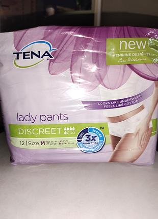 Продам жіночі вбираючи трусикі-підгузкі від бренду tena. розмір м. в упаковці 12 штук. є 2 упаковки.