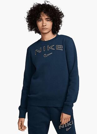 Стильний синій світшот nike з контурною вишивкою