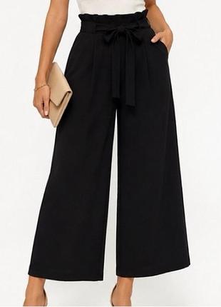 Брюки-кюлоты с высокой посадкой укороченные брюки с карманами от zara basic размер s, m