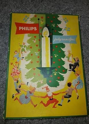 Старая винтажная гирлянда 16 ламп phillips шиэция 50ти лет