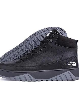 Мужские зимние кожаные кроссовки the north face peak black