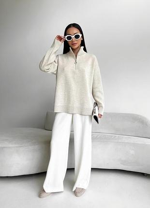 Zara білий в'язаний светр з високим коміром на блискавці пуловер джемпер худи толстовка 2