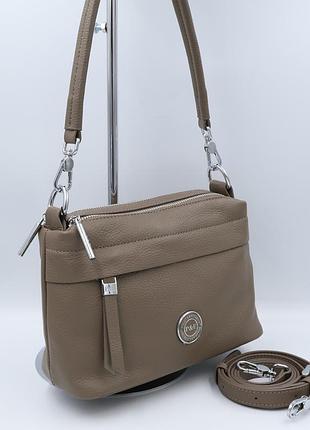 Сумка женская кожаная polina&eiterou c0227 dark beige