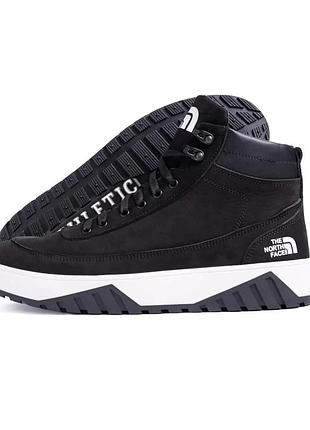 Мужские зимние кожаные кроссовки the north face peak black