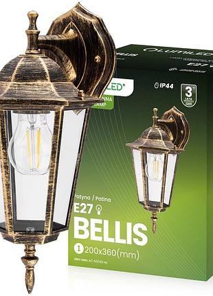 Настенный светильник lumiled bellis, ретро бра для фасада, террасы, балкона, патина, e27, ip44, lumogr0150