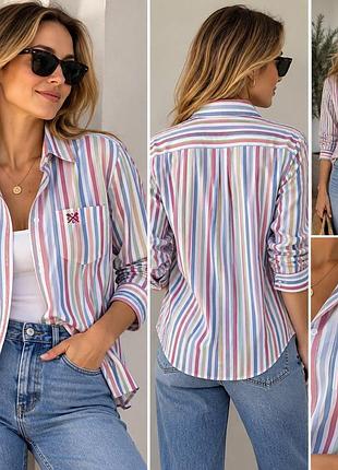 Жіноча сорочка crew clothing company у різнокольорову смужку, 100% бавовна, розмір uk 12