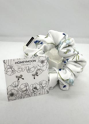 🎁 міні подарунковий сет : резинка-скранч зі штучного шовку та сережки honeymoon_es