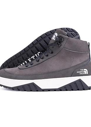 Мужские зимние кожаные кроссовкиthe north face peak grey серые