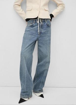 Джинси mango сині оверсайз широкі рівні прямі вайд лег лузи wide leg loose