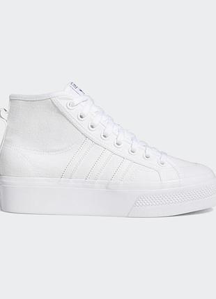 🤍 adidas nizza platform mid fy2782 — білі кеди на платформі  стильні жіночі кеди adidas originals у кольорі triple white.