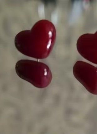 Сережки серце сердечки бордо червоні💌❤️‍🔥🍀 2