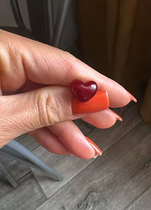Серьги сердце сердечки бордо красные💌❤️‍🔥🍀