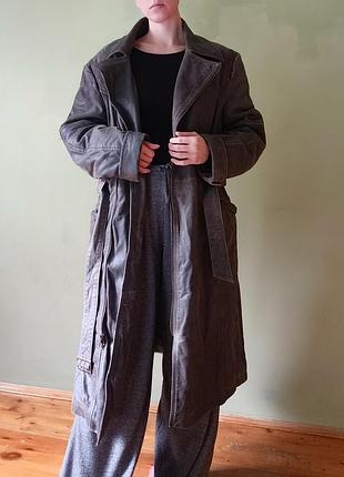 Винтажный тренч из натуральной кожи arma collection