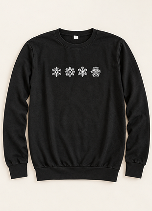 Світшот жіночий чорний з новорічним принтом m, l, xl, 2xl